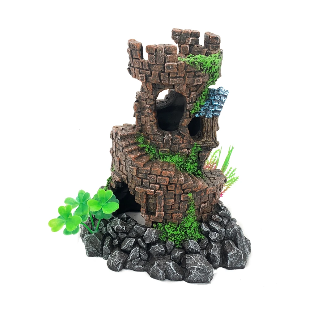 Wholesale Price Aquarium Decor Castle Resin Hide Cave Fish Tank Ornament Accessories
