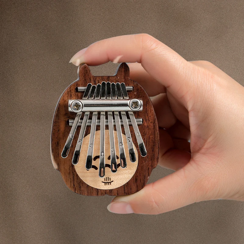 Hluru 8 Keys Mini Kalimba Maple Solid Wood Totoro Finger Piano Rounded plate Musical Instrument Kalimba for Kids