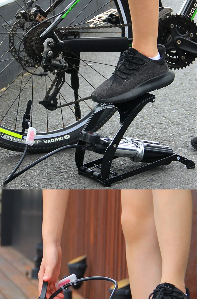 High Pressure Foot Pedal Bicycle Air Pump Single Double Cylinder Car Tyre Inflator MTB Road Bike Mini Pump for Xiaomi Scooter