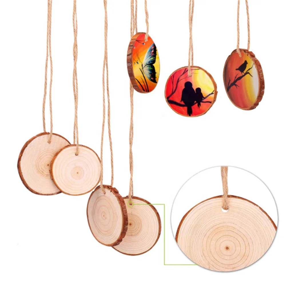 Wood crafts Hole Wooden Circles Great for Arts and Crafts Christmas Ornaments DIY Crafts