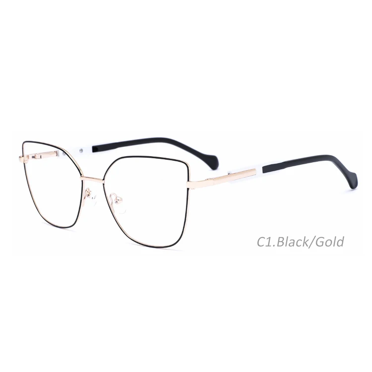 TL5202  Wonderful size shape colorful high quality metal frames double color temple popular Cateye women fashion frames