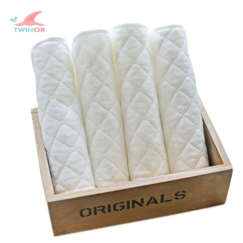 Wholesale custom reusable washable 3 layers organic fabric printed baby cloth nappy inserts