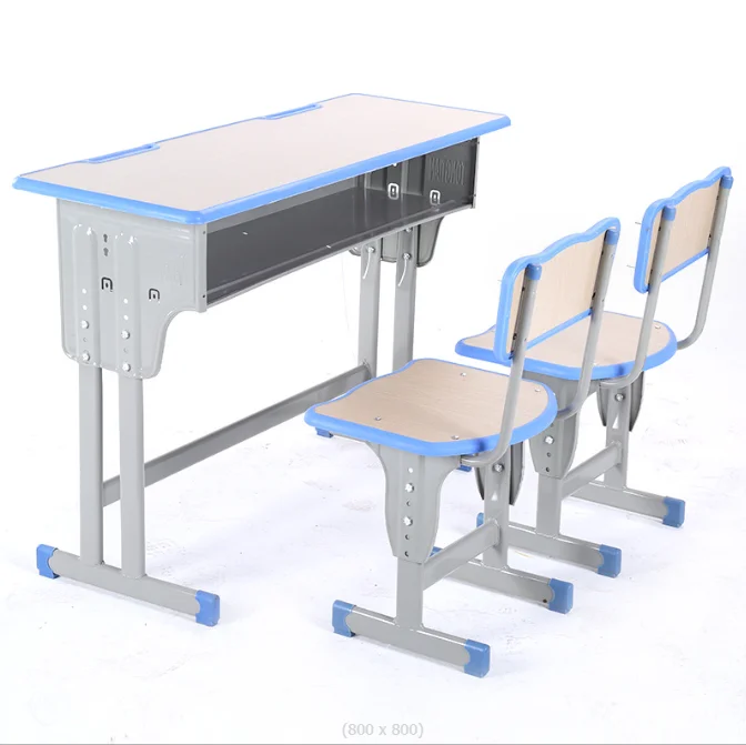 school desk with attached chair School Furniture student two Seats Desk And Chair stool set other commercial furniture