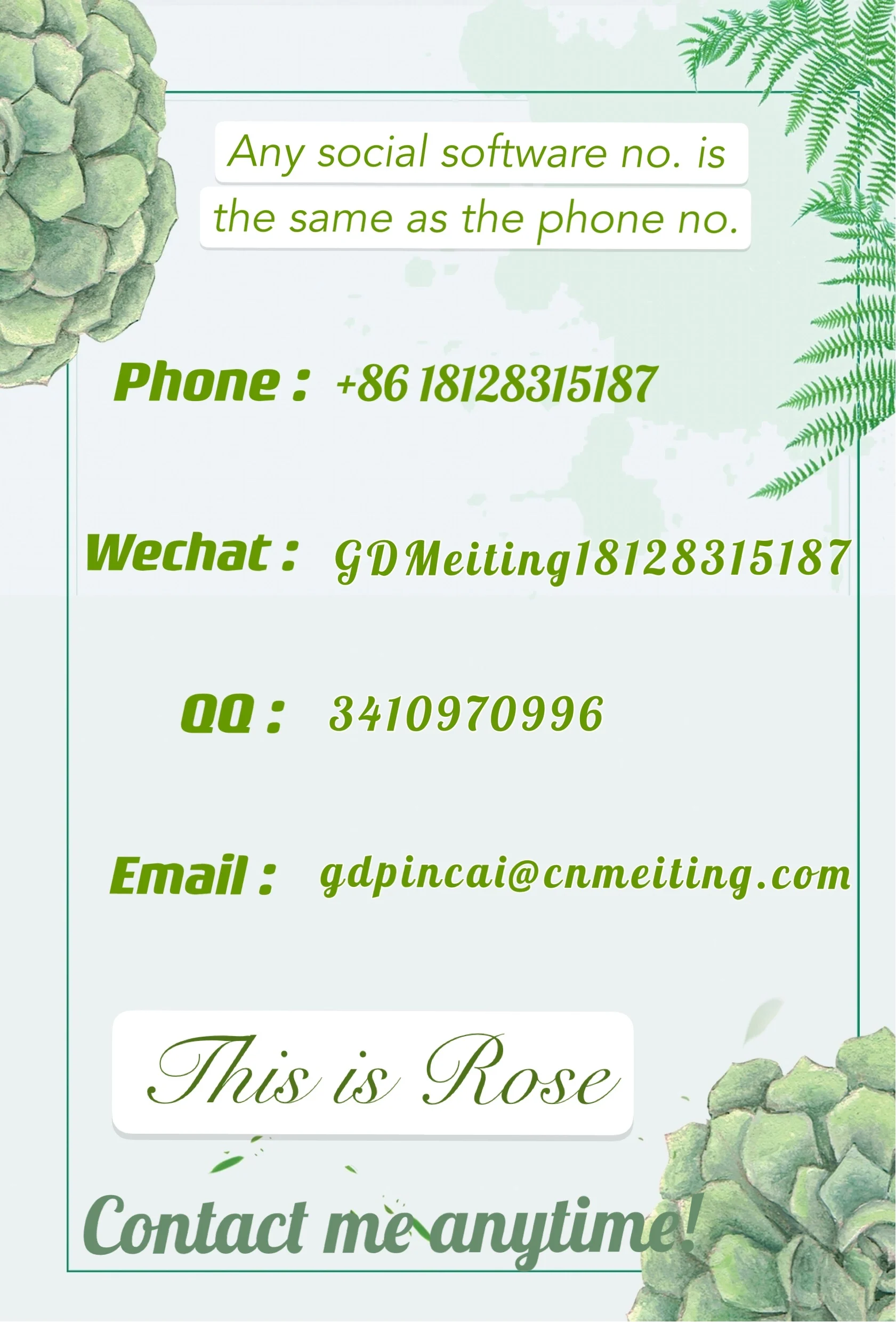 Rose contact card