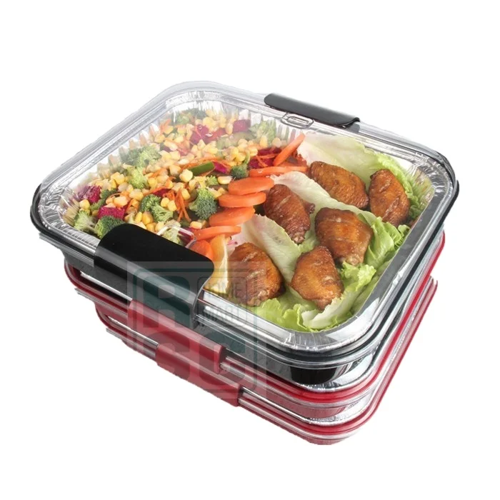 Plastic Travel Baking Dish Food Container Carrier  Foil Pans With Large Spoon Use For Parties, Picnics