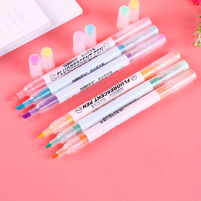 Double headed 6-color fluorescent marker pen marking pen student marking Highlighter Light Color pen