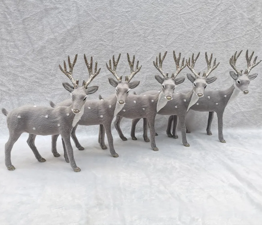 Simulation Elk Christmas Window Display Props Desktop Ornaments Christmas Deer Toys Flashing Antlers Christmas Decorations