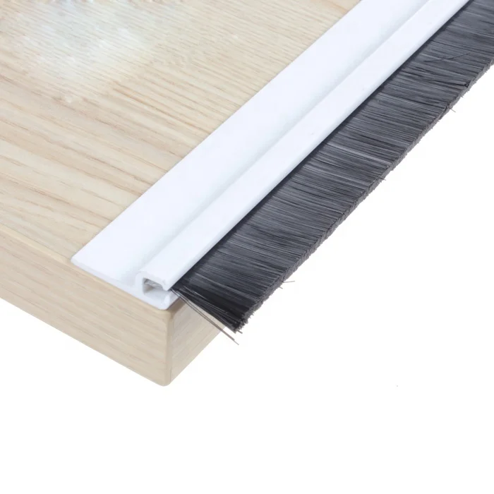 TDFbrush Door Brush Bottom Sweep h-Shape Aluminum Alloy Holder w 0.8-inch Black PP Soft Brush