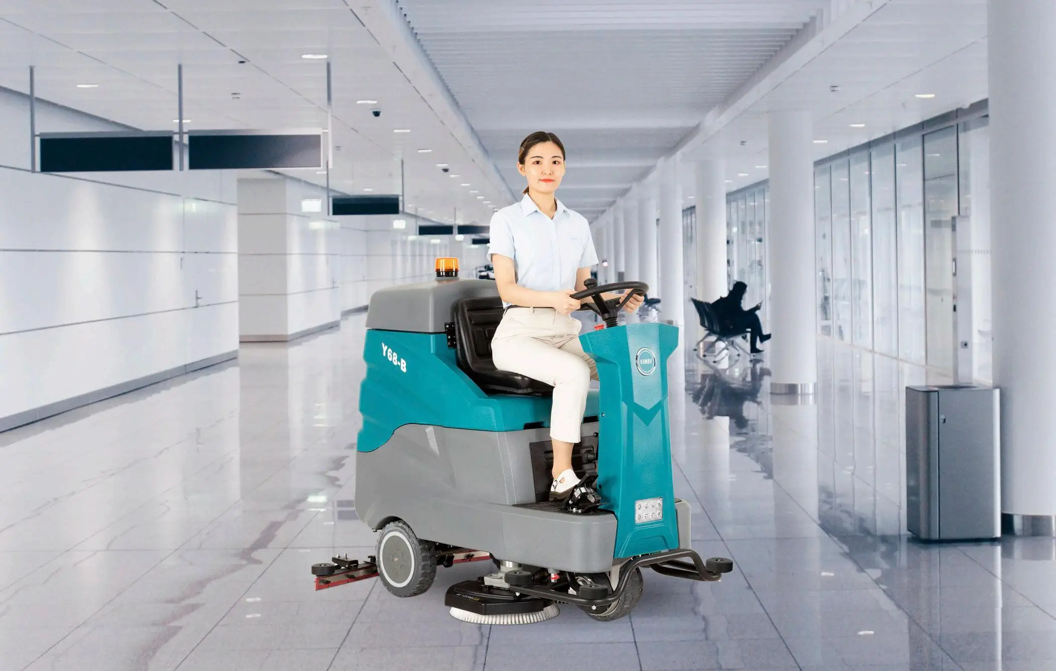 Y68-BElectric Ride-On Sweeper Cleaning Hotels Printing Shops Featuring Core Motor Pump Engine Gear Battery Plastic Brush