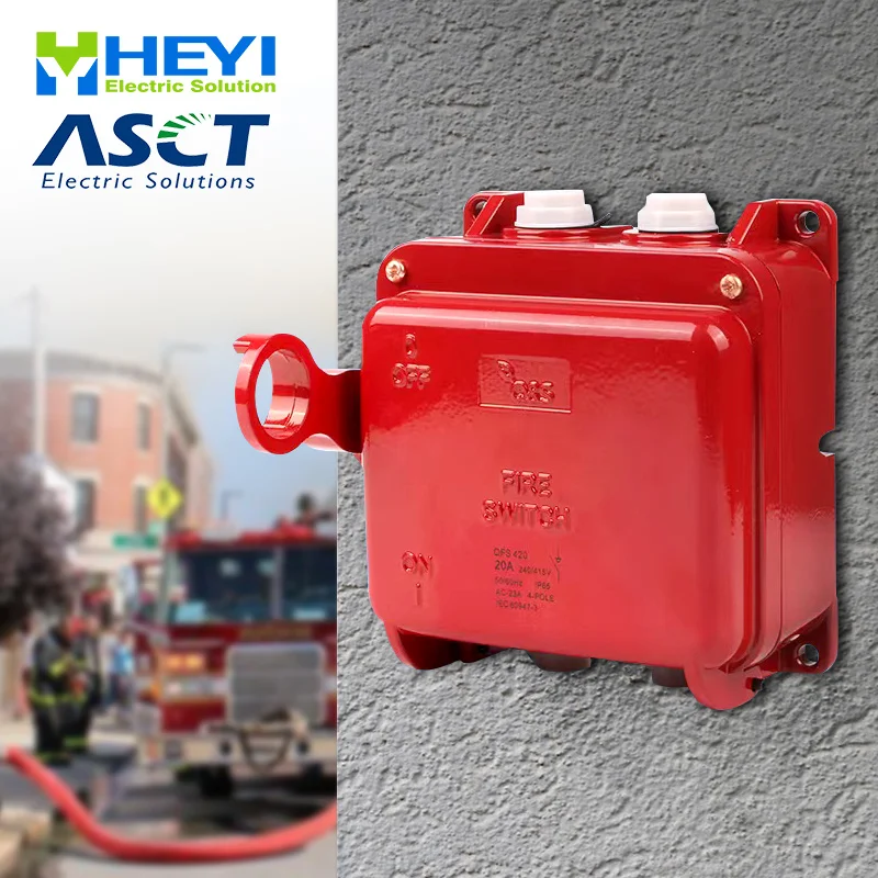 HEYI 2 poles 20A protection interlocked IP65 fireman switch for neon signboard
