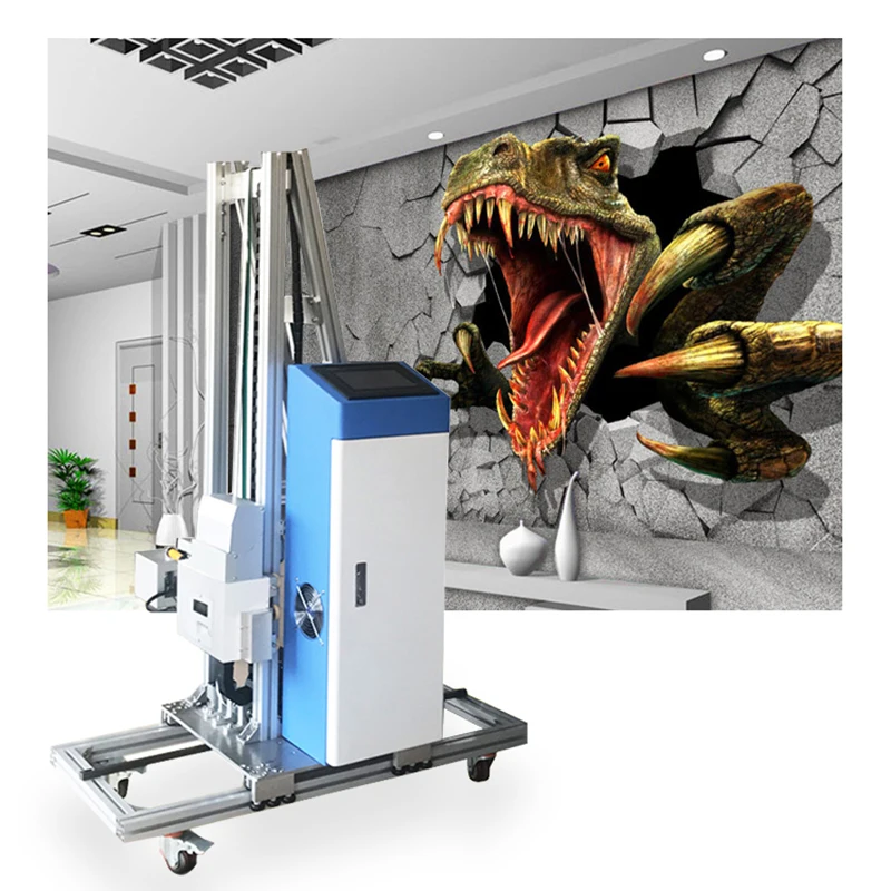 3D 5D 6D Effect Vertical Wall inkjet Printer Price Direct To Wall Painting Machine portable automic move by wheel