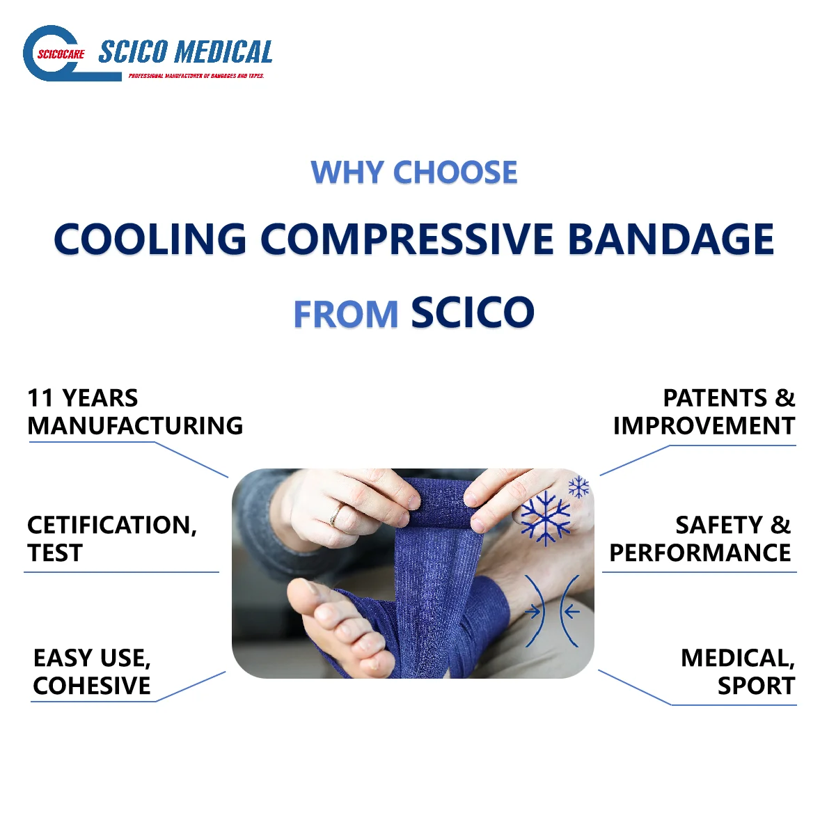 medical elastic compress cold cooling bandage with methol for muscle pain relief