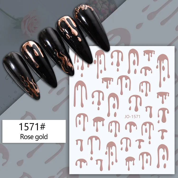 Destly Fashion Custom Nail Stickers 3D Fashion Laser Design Water Drop Nail Art Stickers Nail Decals