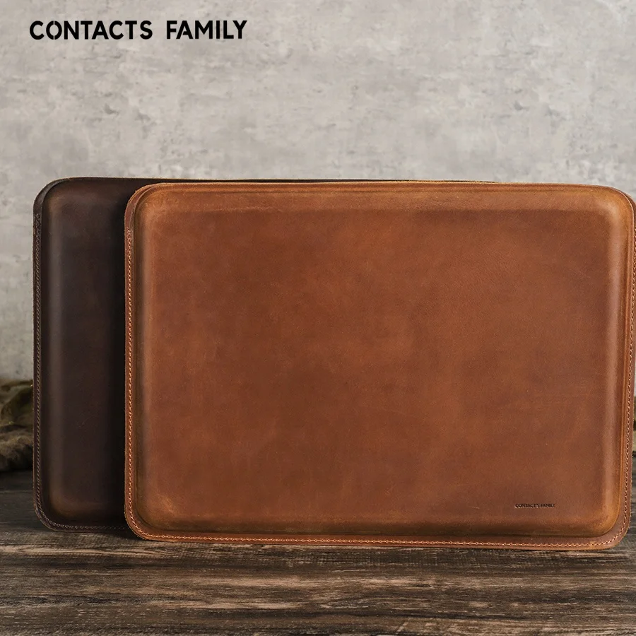 Custom Embossed Logo Slim Carrying Computer Protective Cover Genuine Leather Laptop Sleeve Bag for 2021 Macbook Pro 16 Inch