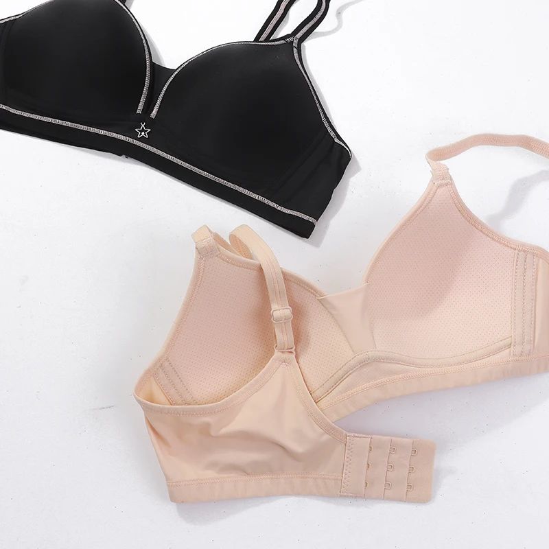 Factory 34-42 A Cup Cheap Comfortable Girl Small Chest Thin Breathable Wire Free Bra For Woman