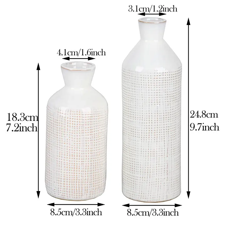 EAGLEGIFTS Rustic Square Pattern Courtly Checkered White Flower Ceramic Vases Custom Long Cylinder Wedding Pedestal Checker Vase