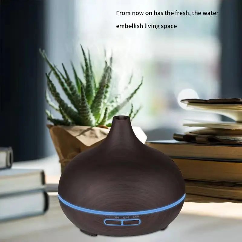 Home appliances 500ml large capacity remote wood grain aromatherapy machine seven color night light Air essential oil diffuser
