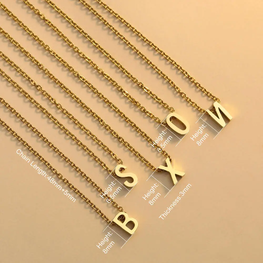 BINSHUO Wholesale Custom Stainless Steel Jewelry Gold Plating Perforated 26 Initial Letters Charm Pendant Choker Necklace Women