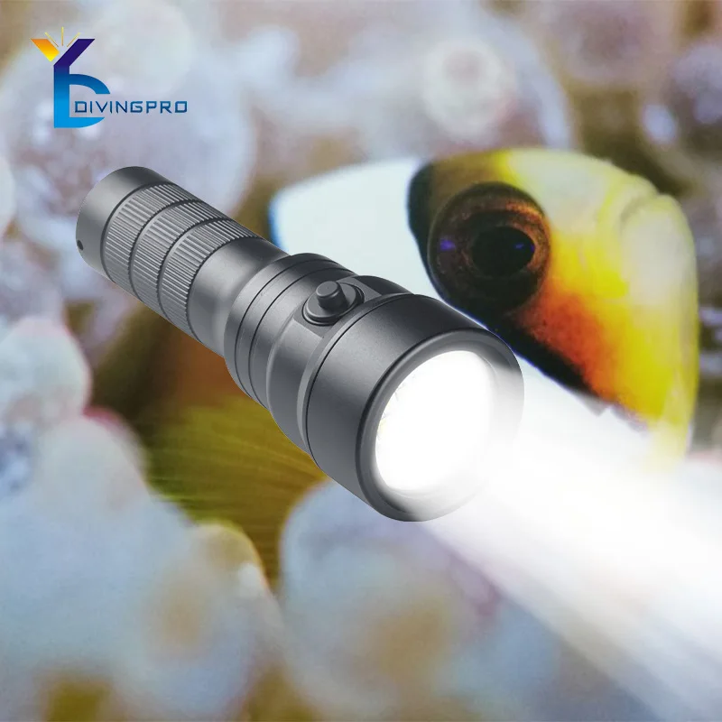D58A professional underwater video flashlight 4500lm  IP68 100m scuba torch diving camera light