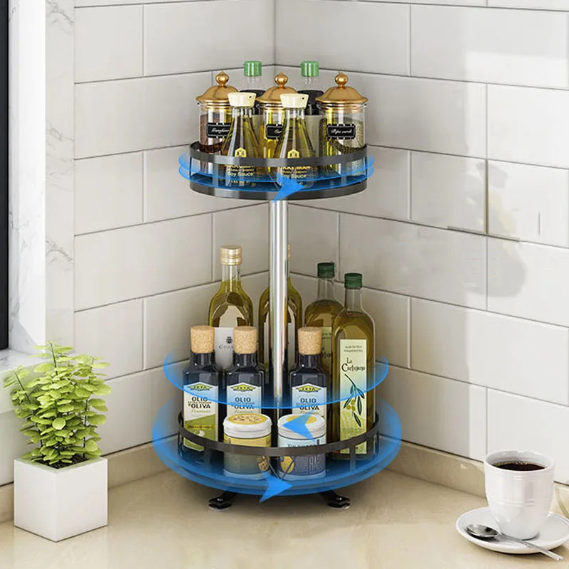 
New Design Stainless Steel Kithcen 2 Tier Lazy Susan Spice Rack Organizer for Cabinet 