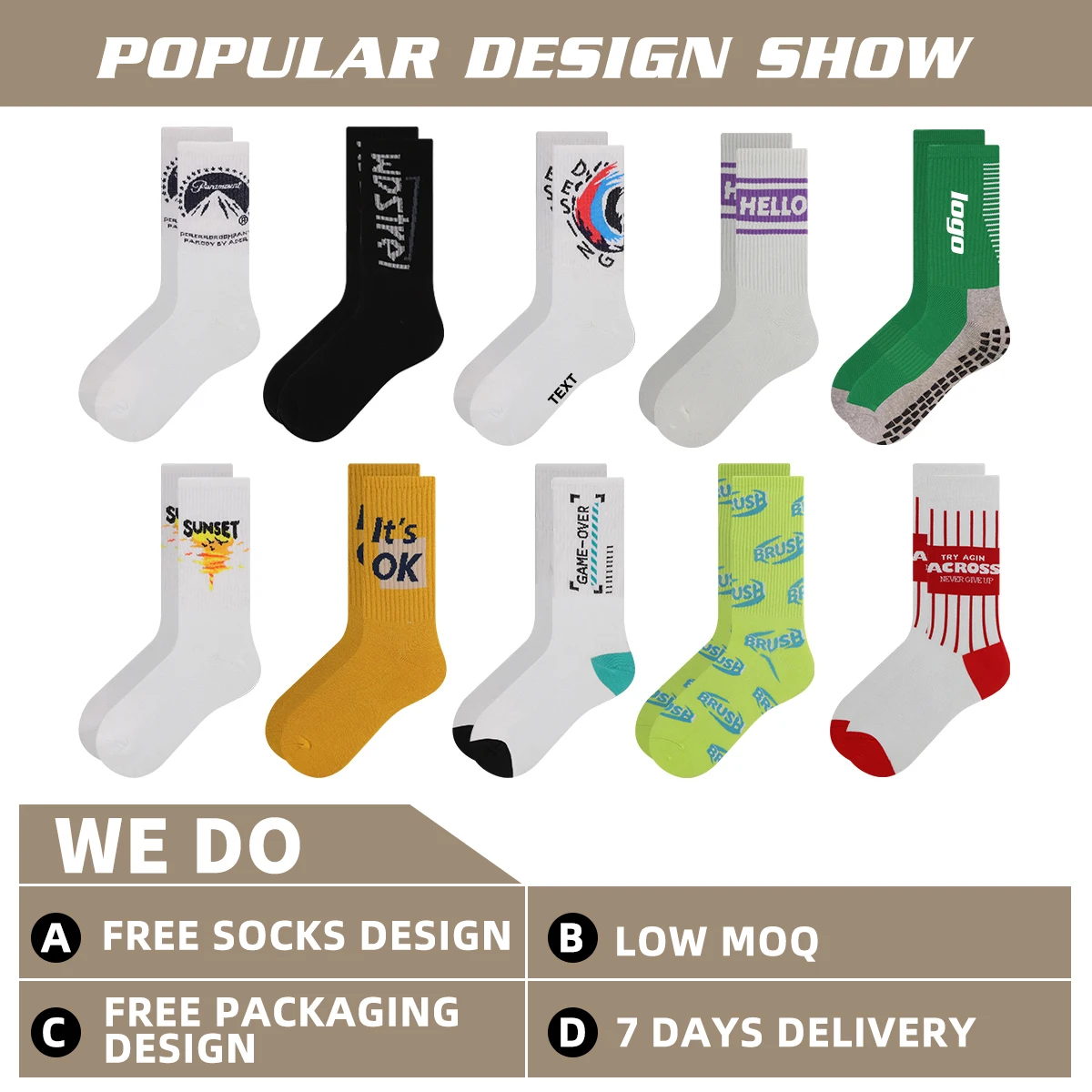 Custom Design Logo Sport Unisex Socks Custom Made Your Own Logo Athletic Socks