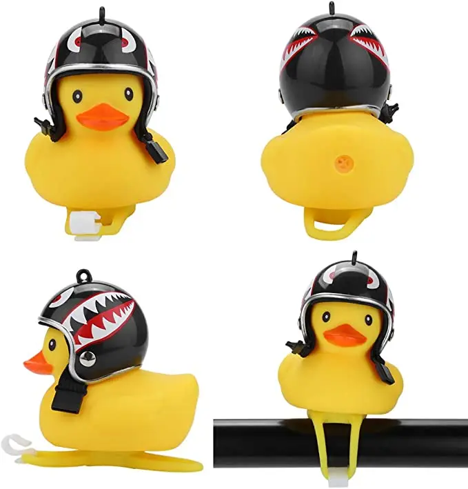 Bicycle Bell Ring With Helmet Duck Bike Motor Riding Cycling Accessories Lights Helmet Rubber Duck