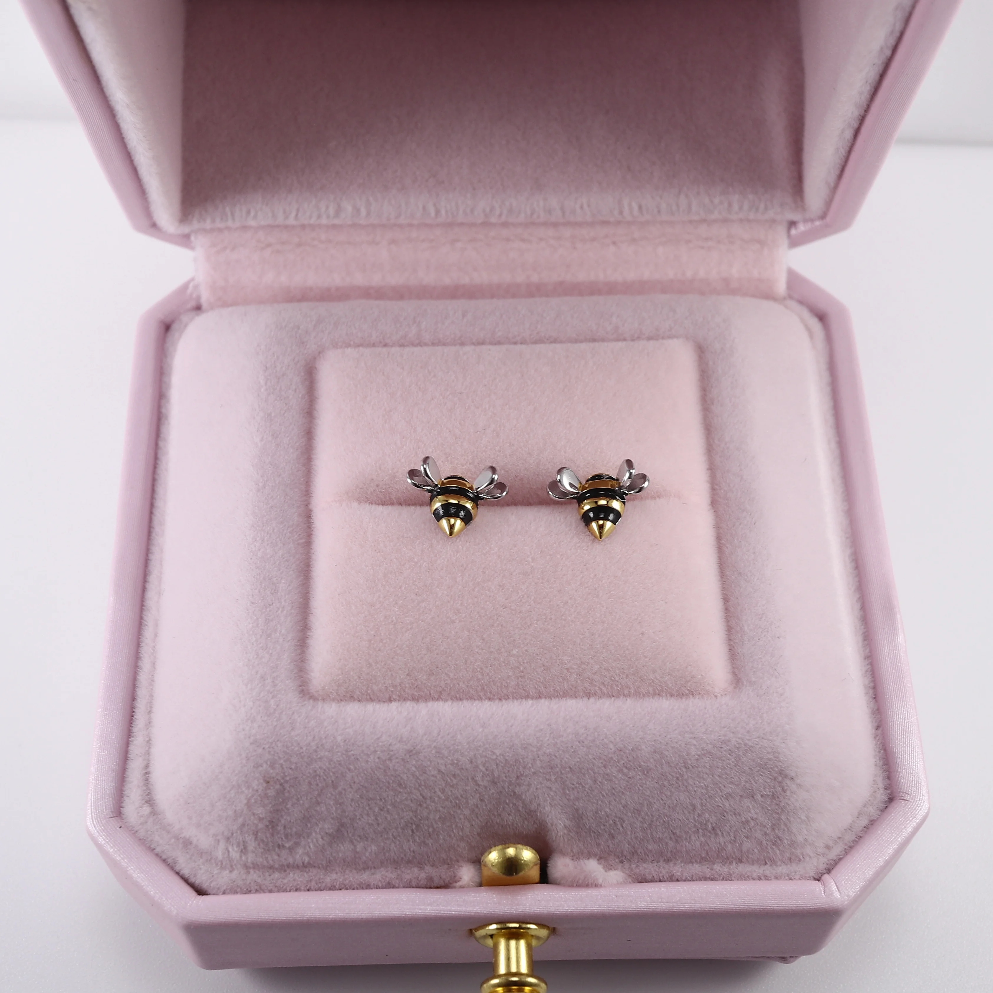 Custom OEM Jewelry 18K Gold Plated Customised Colorful Enamel 925 Sterling Silver Bee Stud Earrings For Women