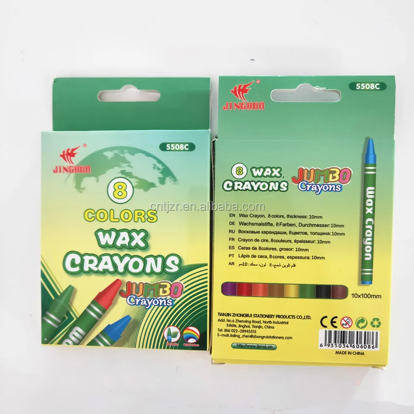 8 pcs 10x100mm NON-TOXIC ROUND SHAPE FOR KIDS  high quality 8 colour  Crayons