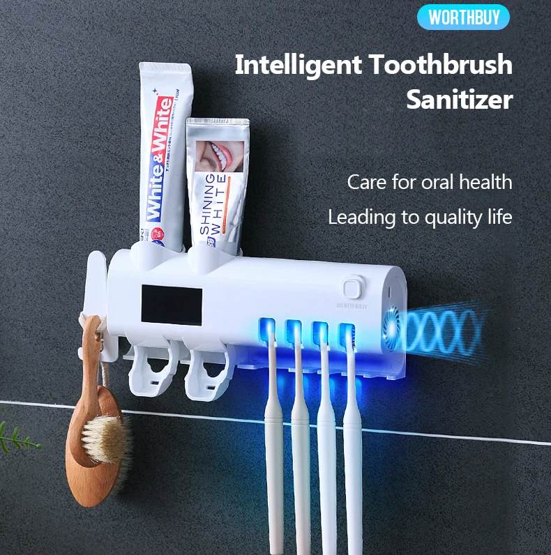 Drying Function UV Toothbrush Holder Toothbrush Sterilizer Sterilization Toothrbush Sanitizer Toothpaste Dispenser