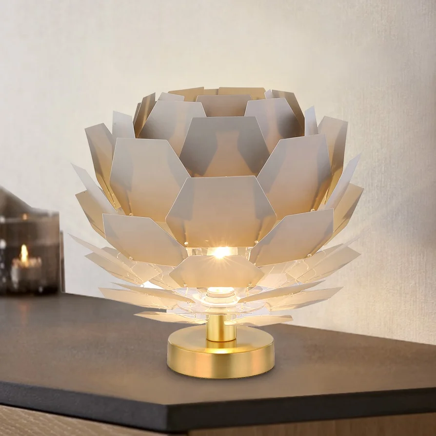 Nordic Lamp  Lotus shape Lighting For Home Metal Table Lamps Home Decor nordic table lamp