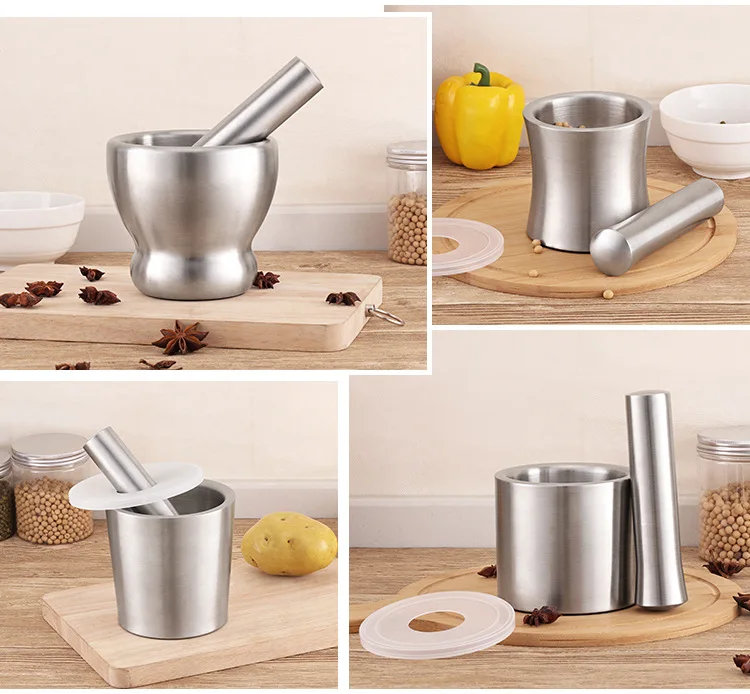 Spice Tools Stainless Steel Mortar and Pestle with Lid