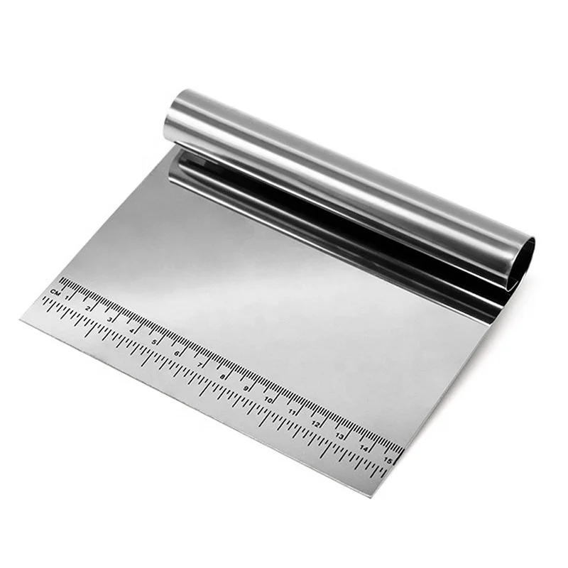 Pastry Cutter Multi-Purpose Stainless Steel Scraper Mirror Polished Cake Pizza Cutter Bread Separator Scale Knife
