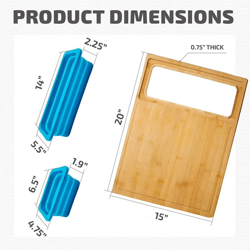 Kitchen Extra Large Chopping Board Over The Sink Collapsible Strainer Set Of 9 Bamboo Cutting Board With Containers