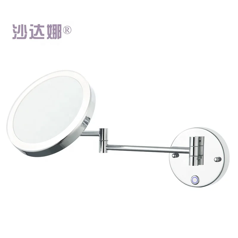 Hot Fashionable Makeup Mirror With Led Light Lamps Nordic Round Bathroom Extendable Shower Shaving Mirror Espejo De Espejo