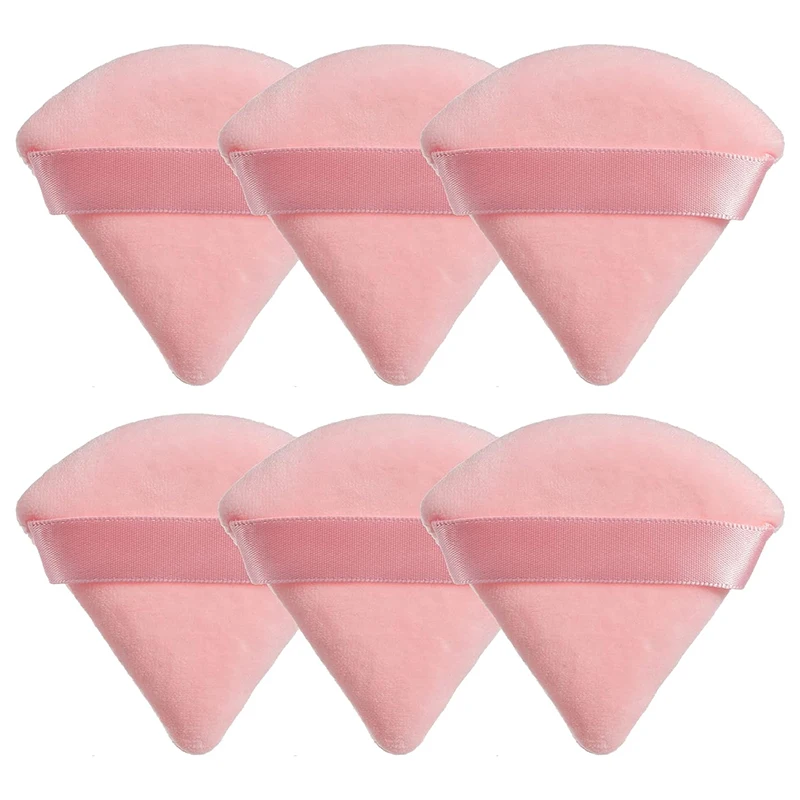 High Quality Soft Velour Triangle Makeup Puff Portable Cotton Beauty Powder Puff Pink Cosmetic Puff for Face