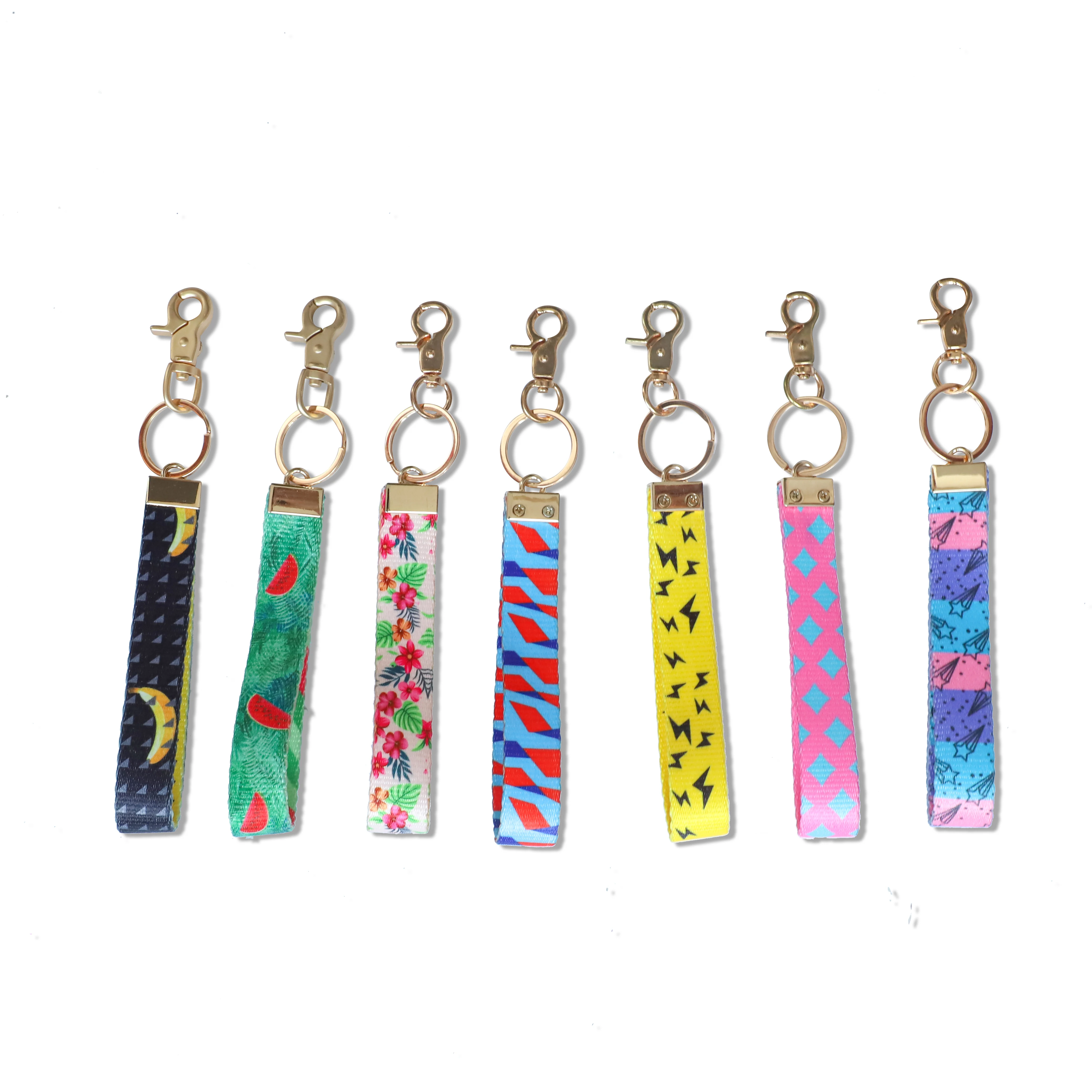 2022 China Cheap custom polyester sublimation printing key chain webbing wrist strap keychain