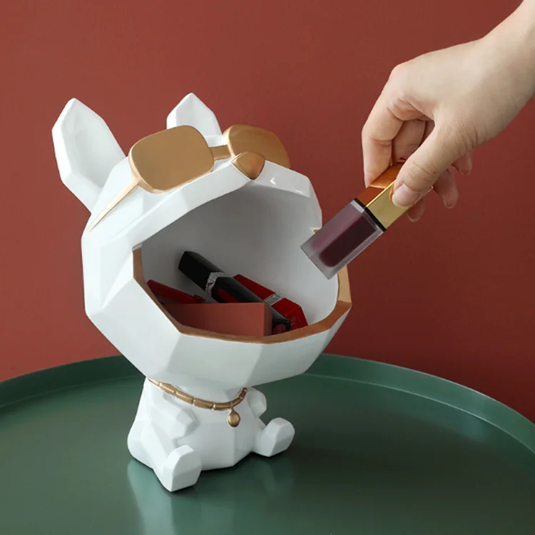  Modern luxury home decor gift resin art sculpture figurine dog storage