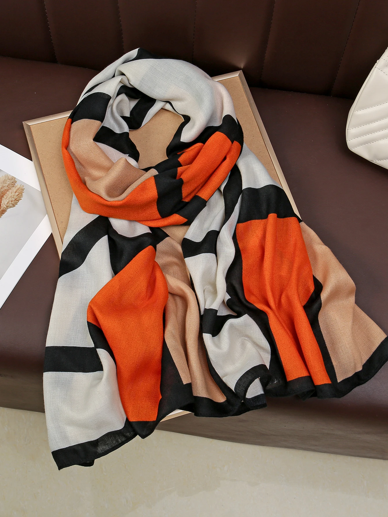 Fashion Long Scarves Assorted Color Hijab Headscarf Muslim Women Geometric Printed Scarf Shawl