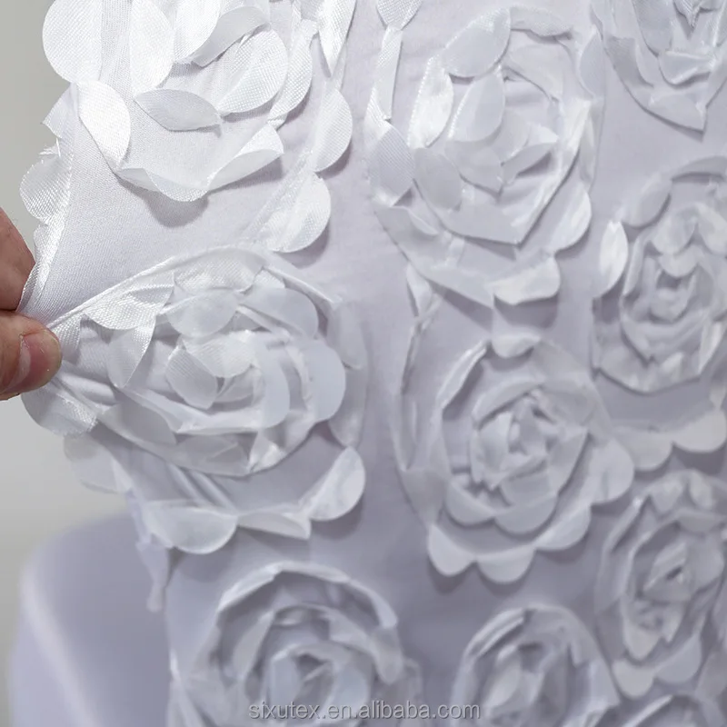 Luxury High Stretch Spandex Wedding Banquet Dining Spandex Rosette Flower Chair Cover Seat Covers For Wedding Banquet Chair