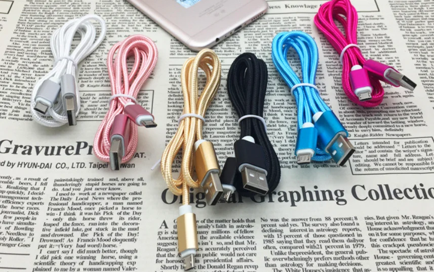
1M Android Micro USB Cable Nylon Braided Fast Charging Data Charger V8 
