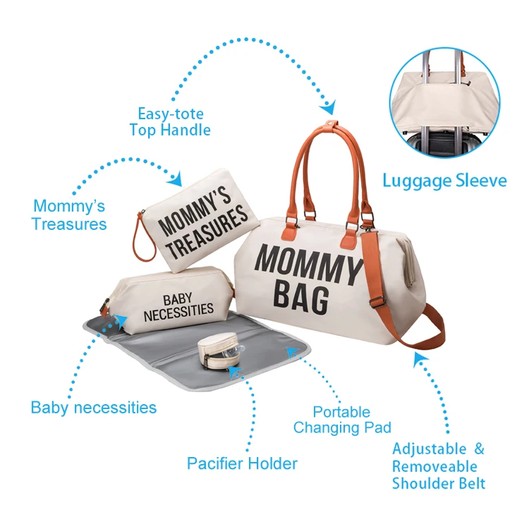 Luxury Waterproof Maternity Mom Bags Essentials large baby diaper bag tote mommy bag set for Hospital