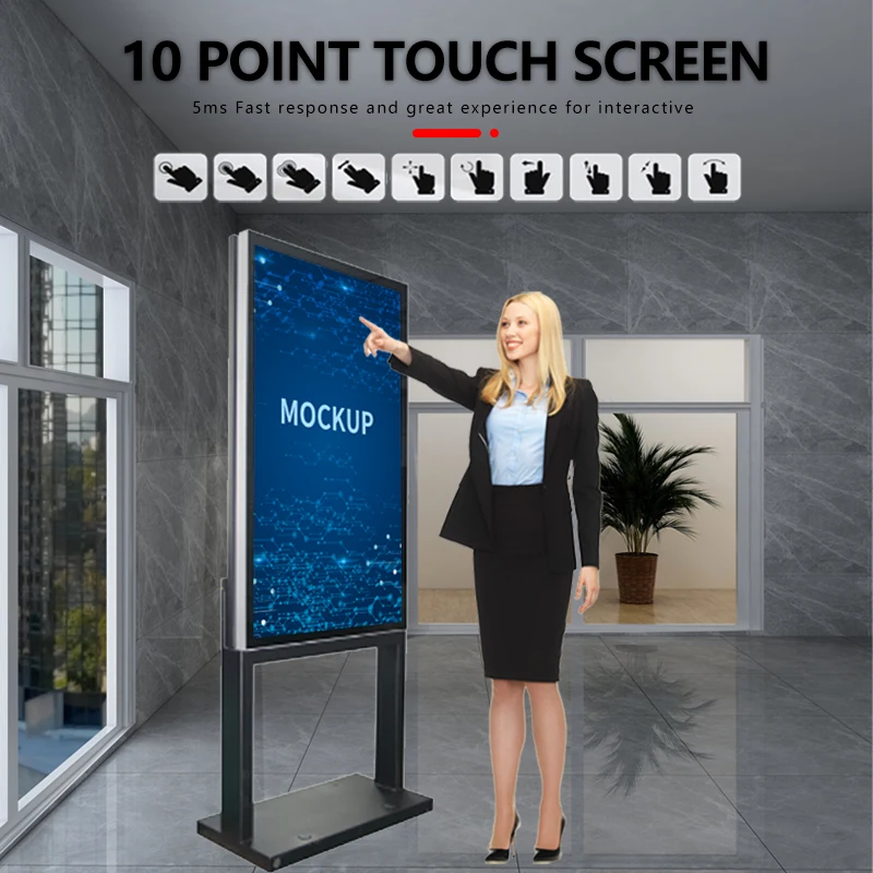 Shopping Mall Kiosk 43 49 55 Inch Indoor Floor Stand Display Android Digital Signage Touch Totem Lcd Advertising Screens