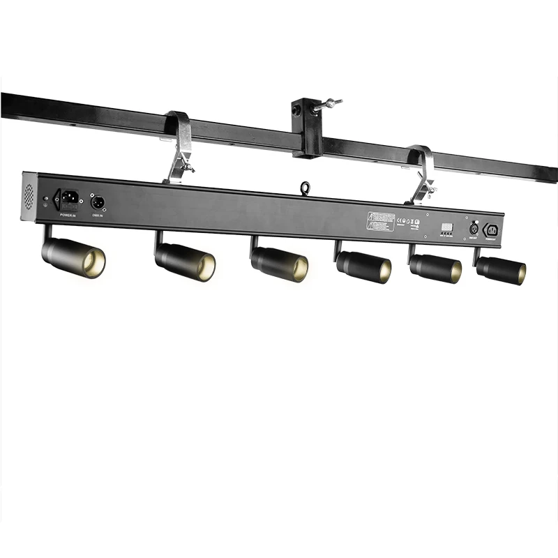 6 heads Led Pinspot Light Bar Warm white 6*10w manual Zoom DMX512 Wedding Restaurant Spotlights Bar Table Buffet 3000K Studio TV