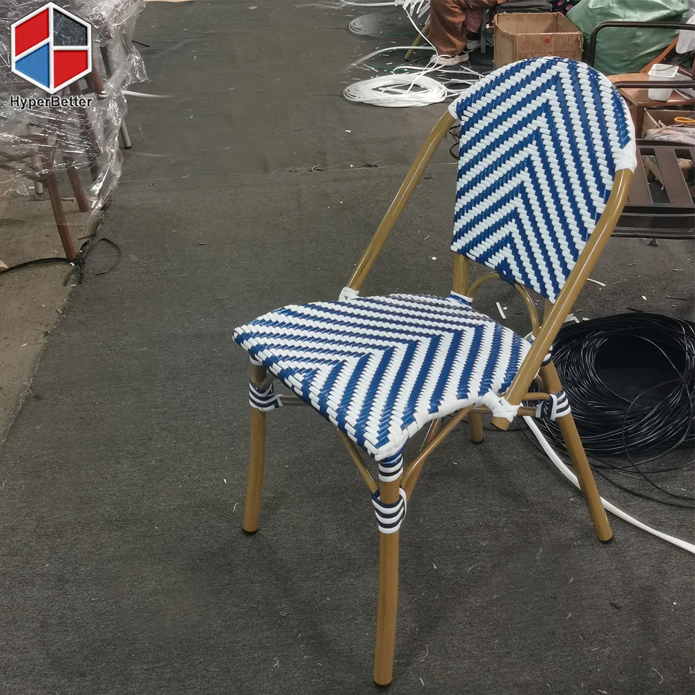 Wholesale navy blue rattan Bistro Chairs Mesh Bistro Chairs outdoor furniture