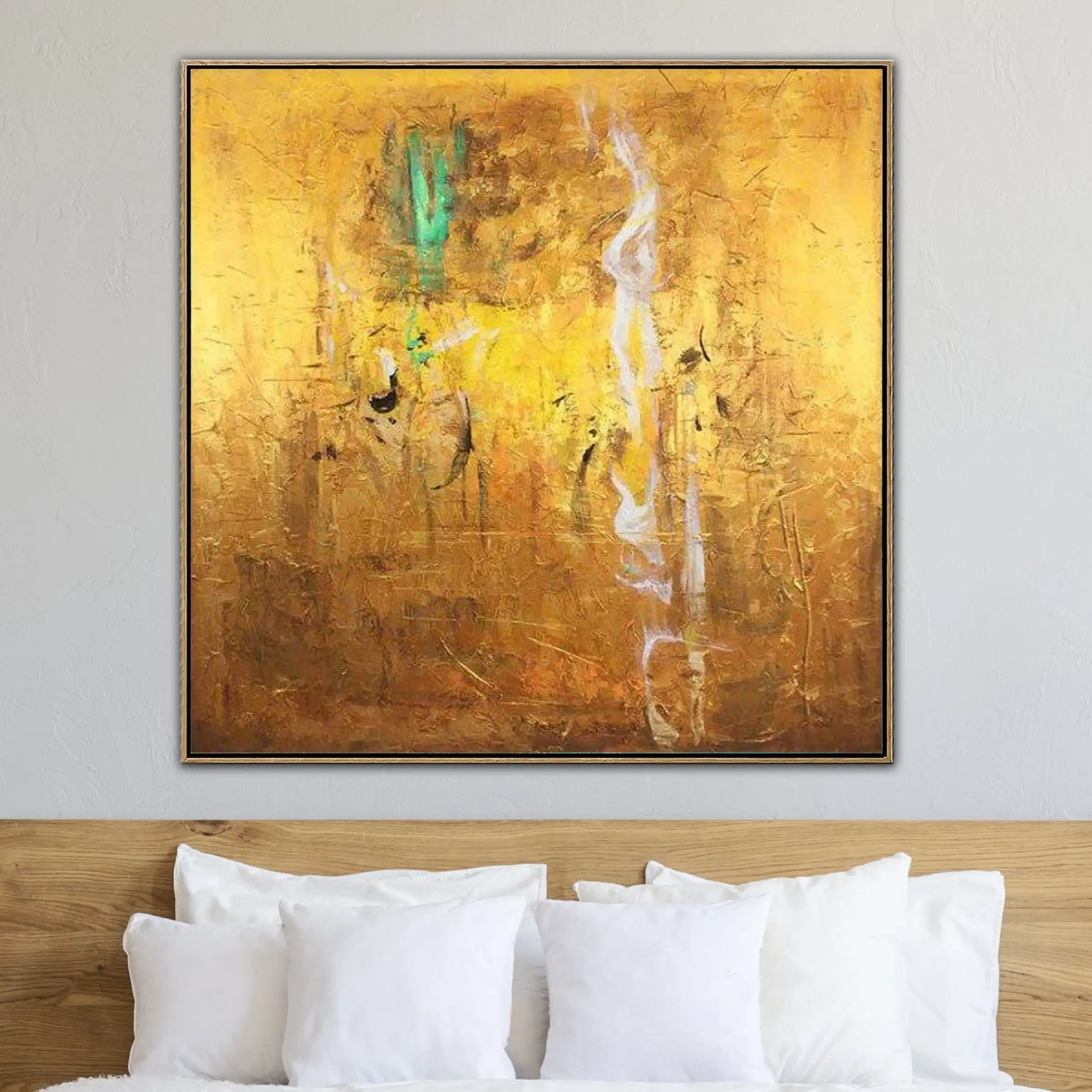 Abstract Painting in Gold Yellow and Brown Oil Paintings On Canvas Rich Textured Art
