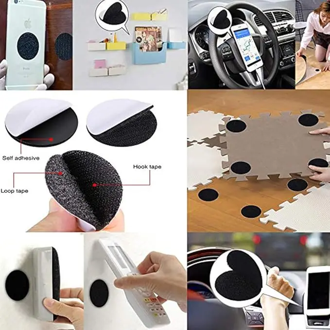 Heavy-weight Double Sided Carpet Velcro Gripper Pad Polyester Wall Mounting Tapes Hook Loop Fastener Sticky-back Carpet Tape DOT