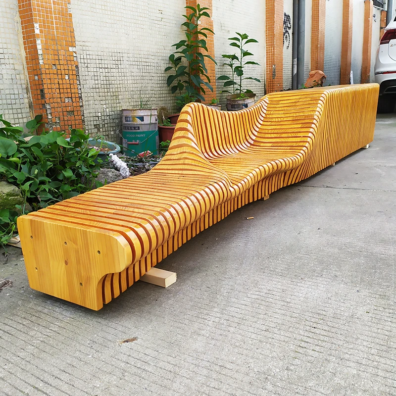 New design customized wooden park long bench street bench outdoor sitting bench for parks and plazas