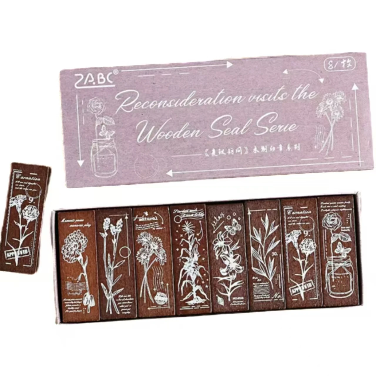 Wholesale creative retro plant rubber diary DIY decorative printing floral wooden stamp seal set