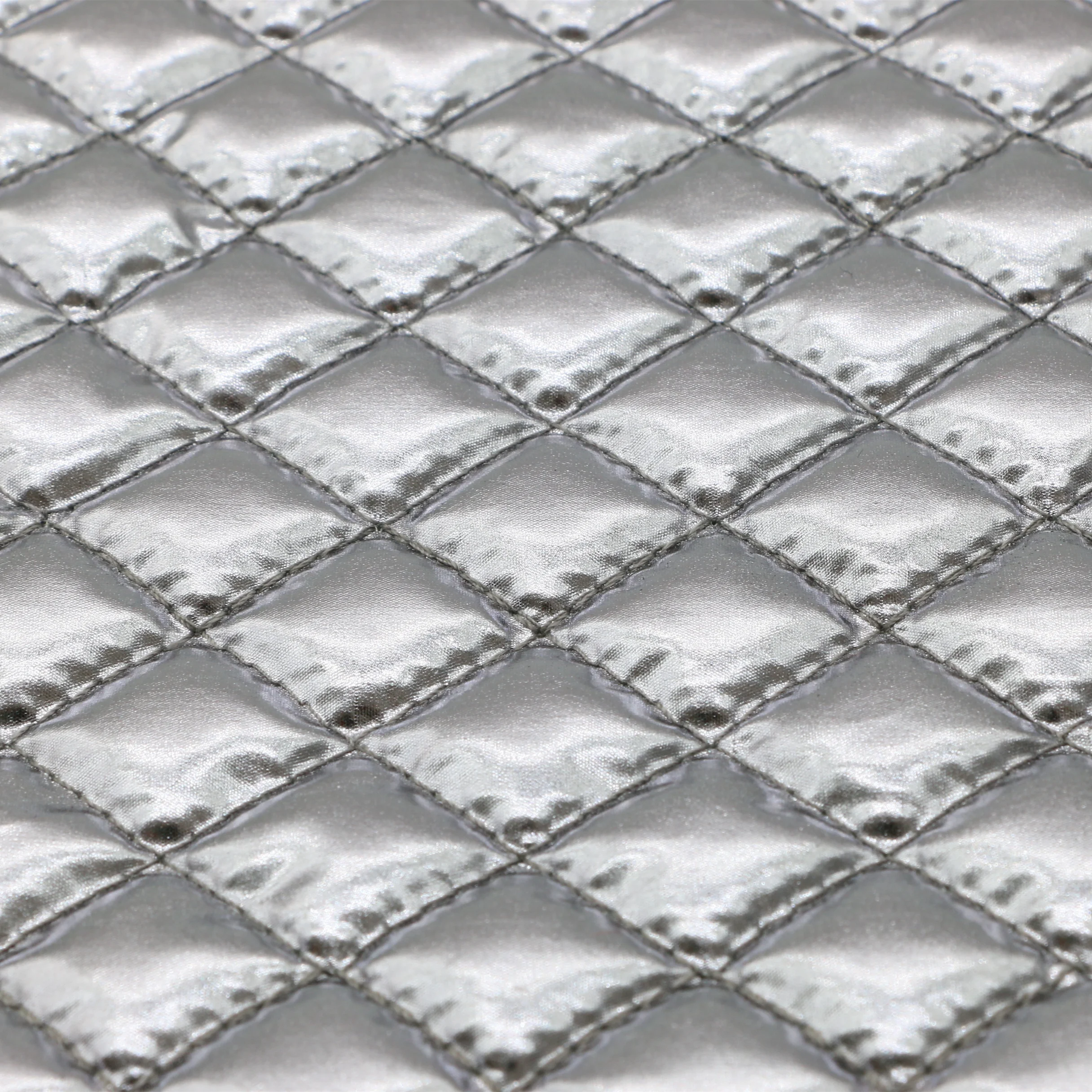 High Quality Waterproof 300T 100% Polyester Taffeta Silver Bronzed Diamond Quilting fabrics