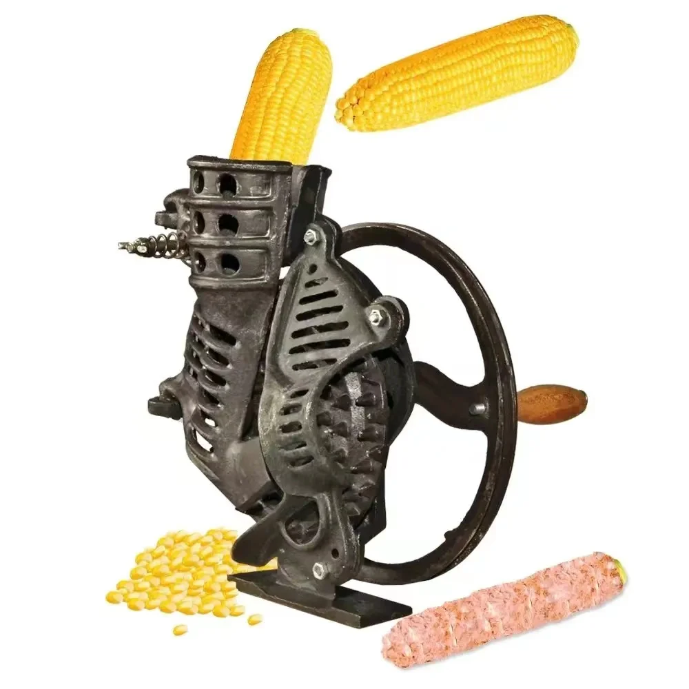 Cast Iron Hand Corn Sheller Solid Shelling Machine Manual Farm Corn Thresher Corn Remover Tools with Wooden Handle